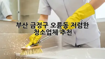 부산 금정구 오륜동 저렴한 청소업체 추천
